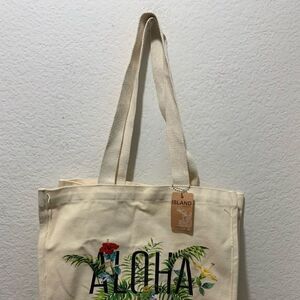 New Aloha canvas tote bag 12”x14”